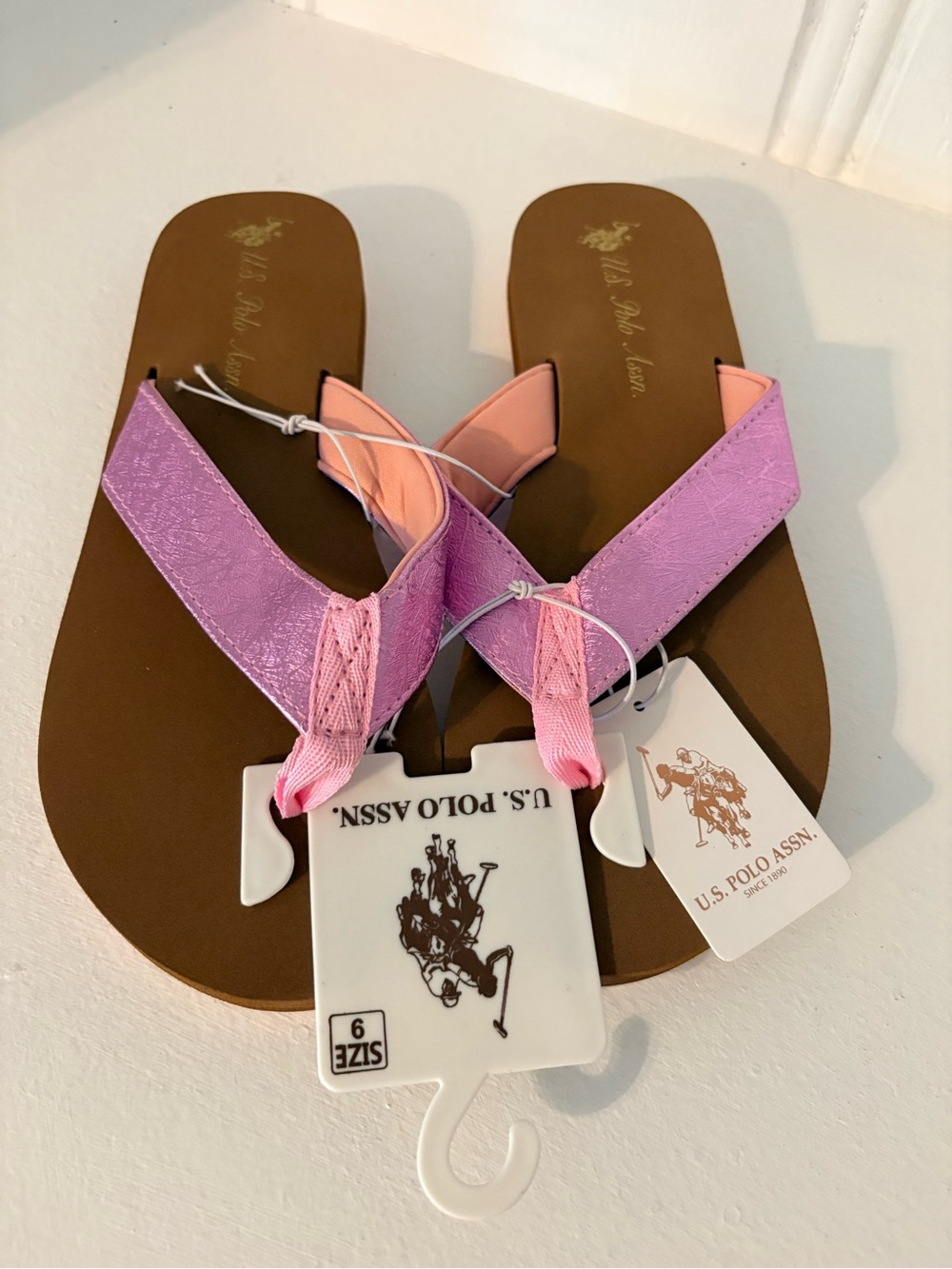 U.S. Polo Assn. Pink and Lavender Thong Sandals